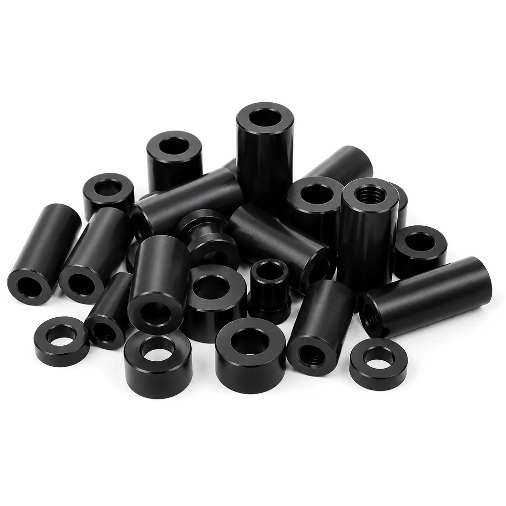 Black anodized aluminum spacers and standoffs