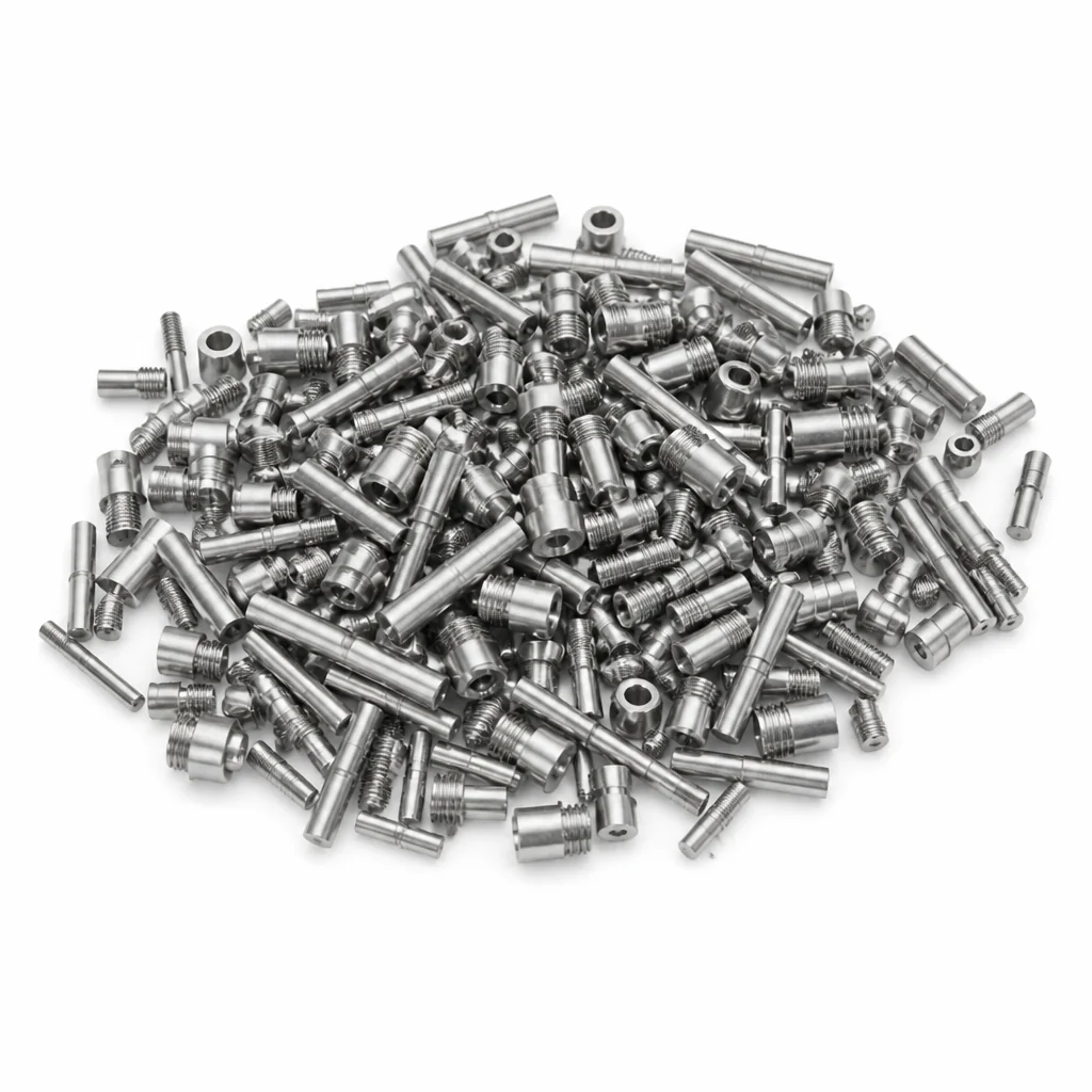 Tiny stainless steel screws, pins, and micro turned components